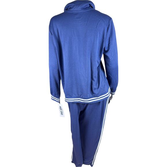 MUK LUKS Regular French Terry 1/4-Zip & Jogger Track Suit Deep Blue Medium - Picture 12 of 16